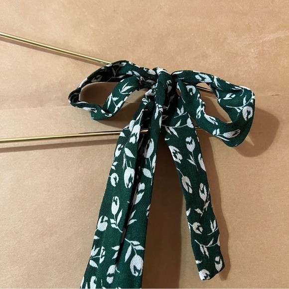 Reformation Christine Dress Susanna Green Floral Tie Shoulder Mini Dress Size 10 - Picture 6 of 13